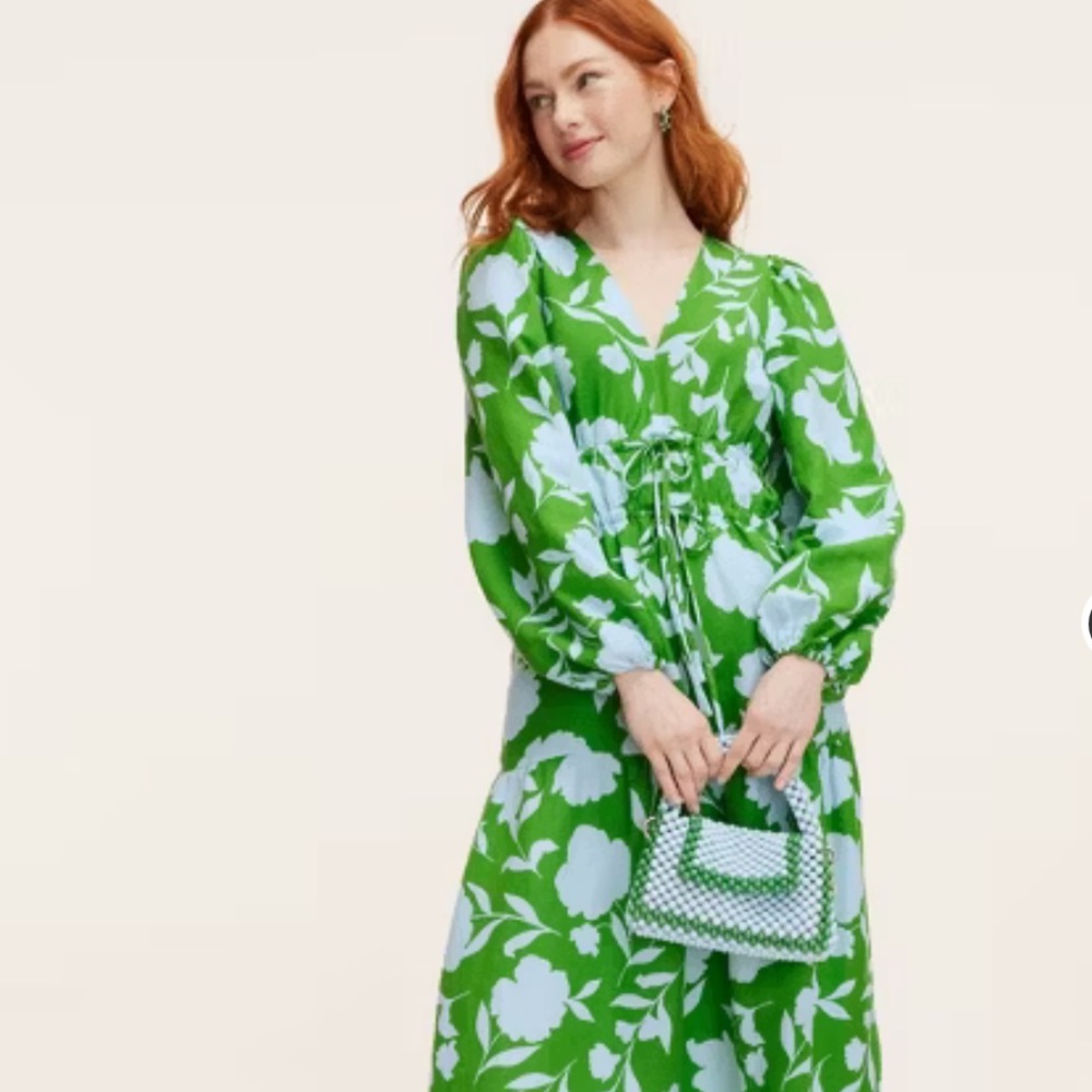 NWT Kate Spade x Target Green and Blue Floral Linen Dress size XL
